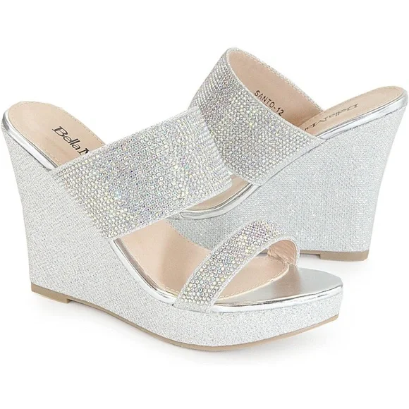 Rhinestone Silver Wedge Sandal - Picture 4 of 7